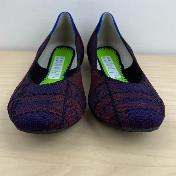 Rothys Women’s Size 8.0 The Square Toe Ballet Flat Cranberry Plaid Slip On Shoes - Picture 5 of 11